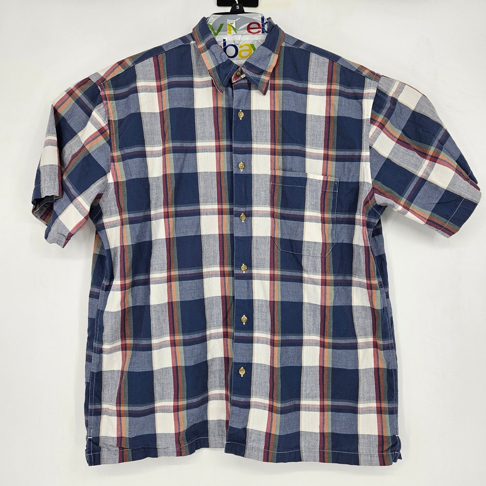 Pendleton Shirt Mens Large Plaid Button Down Short Sleeve Casual FLAWS